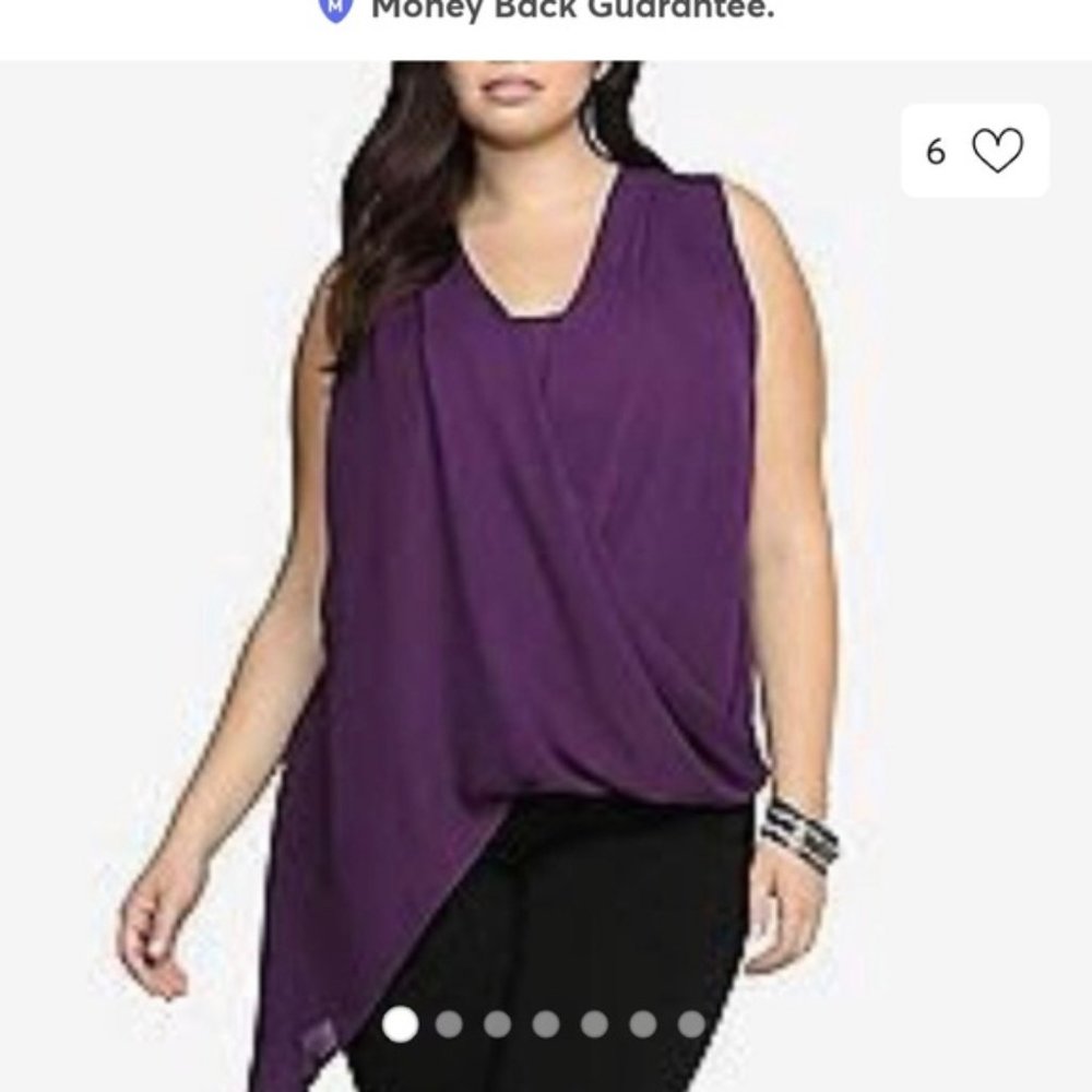 EUC Torrid purple asymmetrical drape sleeveless top size 3
